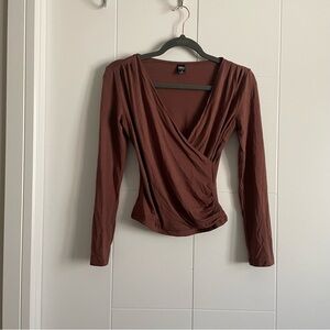 3/$45 Wrap Brown Longsleeve Top